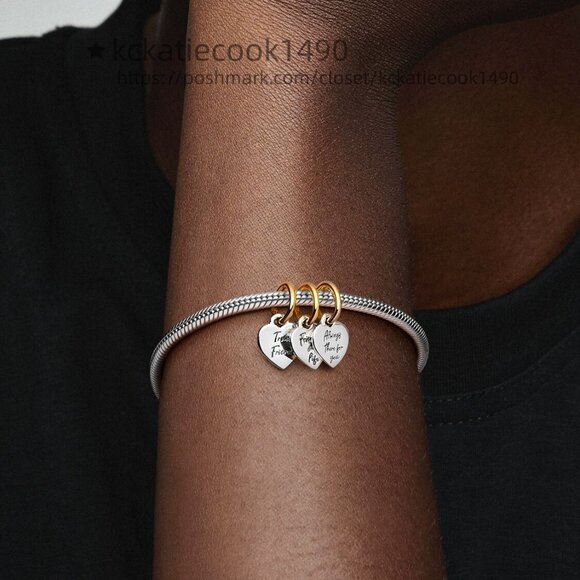 Pandora Two-tone Splittable Friendship Triple Dangle Charm - Picture 4 of 4